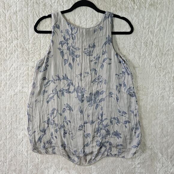 Carla Conti Silk Blouse Medium Floral Lightweight Tank Feminine Summer Preppy - Picture 5 of 5